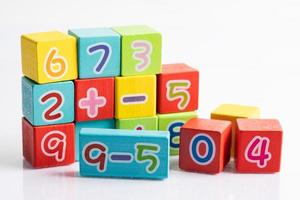 Math number colorful on white background, education study mathematics learning teach concept. photo