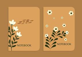 set of minimalist hand drawn abstract notebook cover pages. beautiful flower background.Modern aesthetic illustrations. Bohemian style.for notebooks, catalogs, brochures, journals vector