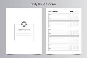 Daily Habit Tracker Log Book Template vector