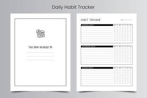 Daily Habit Tracker Log Book Template vector