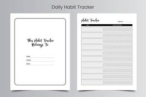 Daily Habit Tracker Log Book Template vector