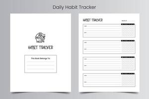 Daily Habit Tracker Log Book Template vector