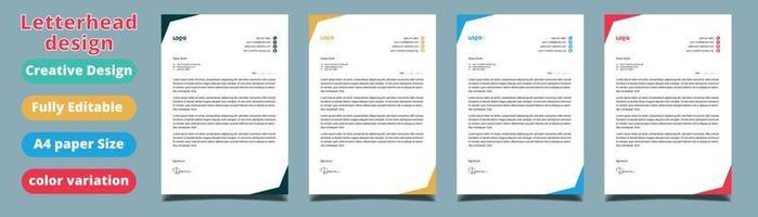 Clean and professional corporate company business letterhead template design with color variation bundle vector