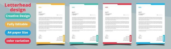 Clean and professional corporate company business letterhead template design with color variation bundle vector