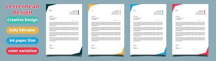 Clean and professional corporate company business letterhead template design with color variation bundle vector