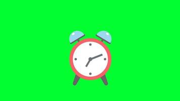 Alarm clock animation in Green screen 4k. Clock with moving arrows. Clock time lapse 2d Cartoon Video