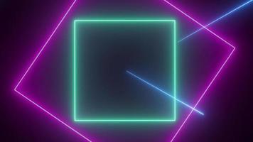 Abstract glowing neon animation of geometric shapes and lines moving .Dance,Club or Disco Laser Led Banner Concept.Fluorescent or ultraviolet light .Modern Colorful lighting 4k motion background. video