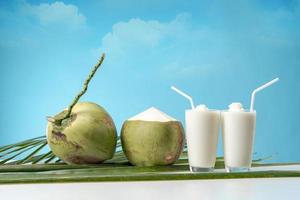 A glass of sweet coconut water coconut fragrance photo