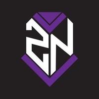 diseño de logotipo de letra zn sobre fondo negro. concepto de logotipo de letra de iniciales creativas zn. diseño de letras zn. vector