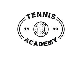 logotipo del club de tenis. hay una pelota de tenis en el centro y el texto está escrito en un óvalo. vector