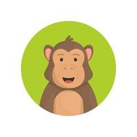 A cute monkey avatar on a green background. vector