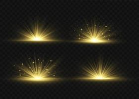 Explosion light effect. Abstract blue and yellow light rays effect background. The vector shines with golden bright light. Golden glitter burst with sparkles. Glow light effect, bright gold
