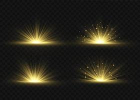 Explosion light effect. Abstract blue and yellow light rays effect background. The vector shines with golden bright light. Golden glitter burst with sparkles. Glow light effect, bright gold