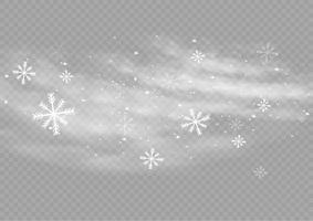 nieve y viento. elemento decorativo degradado blanco.ilustración vectorial. invierno y nieve con niebla. viento y niebla. vector