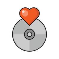 Ilustración de vector de disco de amor en un fondo. Símbolos de calidad premium. Iconos vectoriales para concepto y diseño gráfico.