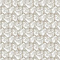 Seamless vector pattern with linear outline hazelnut. Sketches of nuts in vintage style