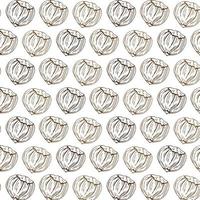 Seamless vector pattern with linear outline hazelnut. Sketches of nuts in vintage style