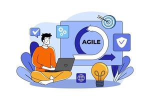 Agile development workflow concept vector