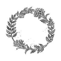 Monochrome of wreaths in sketch style vector