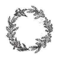 Monochrome of wreaths in sketch style vector