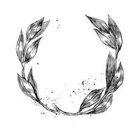 Monochrome of wreaths in sketch style vector