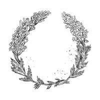 Monochrome of wreaths in sketch style vector