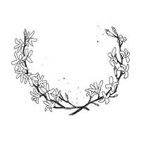 Monochrome of wreaths in sketch style vector