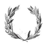 Monochrome of wreaths in sketch style vector