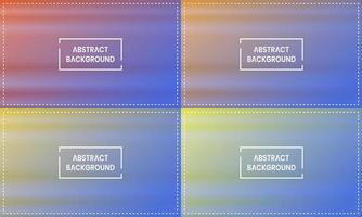 four sets of orange, yellow and blue gradient abstract background. with horizontal shine and frame. simple, blur, modern and color style. great for backgdrop, wallpaper, cover, poster, banner or flyer vector