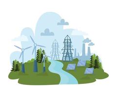 Renewable And Nonrenewable Resources Flat Composition vector