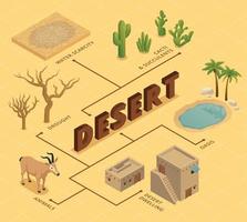 diagrama de flujo isométrico del desierto vector