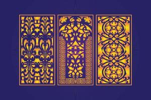 Islamic decorative laser cut panels template with abstract geometric texture and floral laser vector