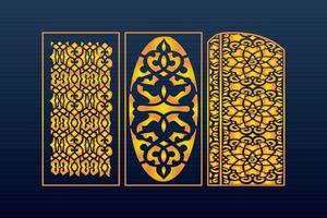 Islamic decorative laser cut panels template with abstract geometric texture and floral laser vector