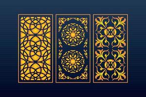 Islamic decorative laser cut panels template with abstract geometric texture and floral laser vector