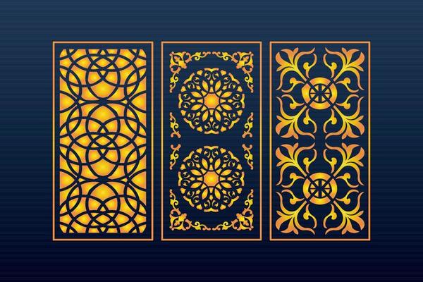 Islamic decorative laser cut panels template with abstract geometric texture and floral laser