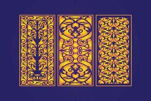 Islamic decorative laser cut panels template with abstract geometric texture and floral laser vector