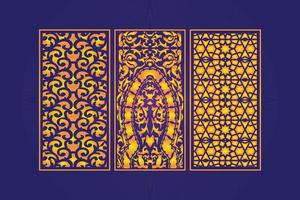 Islamic decorative laser cut panels template with abstract geometric texture and floral laser vector