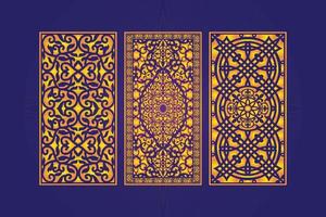 Islamic decorative laser cut panels template with abstract geometric texture and floral laser vector