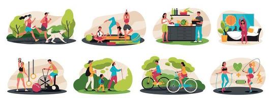 Healthy Lifestyle Concept Set vector