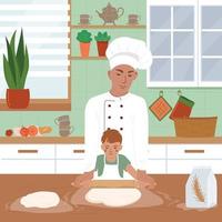 Childish Cooking School Flat Concept vector