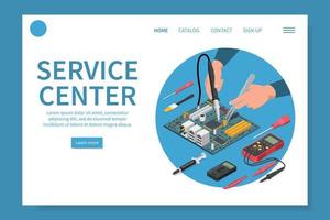 sitio web isométrico del centro de servicio vector
