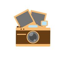 Retro photo camera. Flat vector illustration of a camera. Isolated on white background.