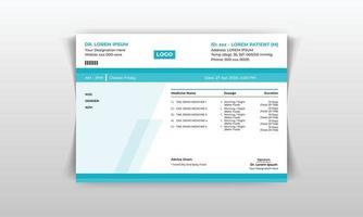 Modern Medical, clinic, Doctor pad prescription design template. Easy to use for any size print vector