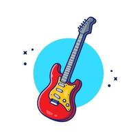 Guitar Electric Music Cartoon Vector Icon Illustration. Music Instrument Icon Concept Isolated Premium Vector. Flat Cartoon Style