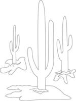 conjunto de cactus. plantas silvestres espinosas del desierto dibujadas a mano, cactus blancos y negros aislados en fondo blanco. vector