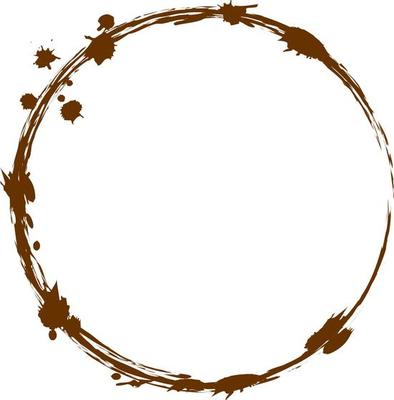 Realistic coffee stain. High-quality drawing by hand with a brush. Stain of hot chocolate, tea or coffee.