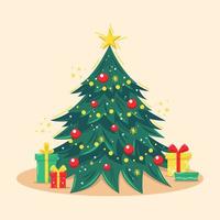 ilustración vectorial árbol de navidad con regalos vector