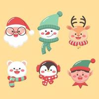 conjunto vectorial de caras de personajes de año nuevo vector