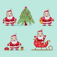 vector set of santa claus in cartoon style