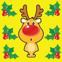 Reindeer design made with colorfull colors . This design is realised on a yellow background and it has six garlands vector